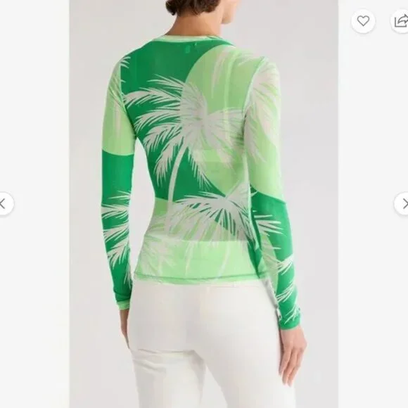 AFRM Los Angeles Sunny Long Sleeve Top Palm Dot NWT - (S) - Picture 3 of 6